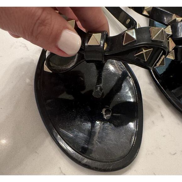 Valentino Rockstud Black Jelly Sandals Size 40 (One Broken Strap) - Picture 5 of 9